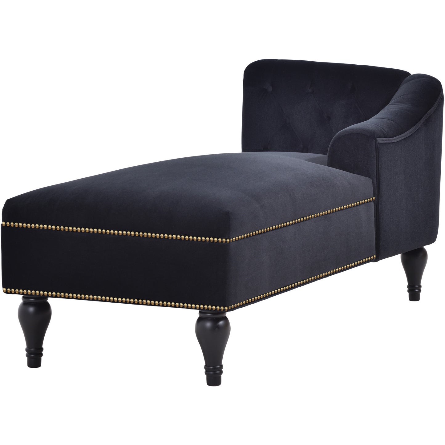 58''Velvet Chaise Lounge,Button Tufted Right Arm Facing Lounge Chair with Nailhead Trim & Solid Wood Legs