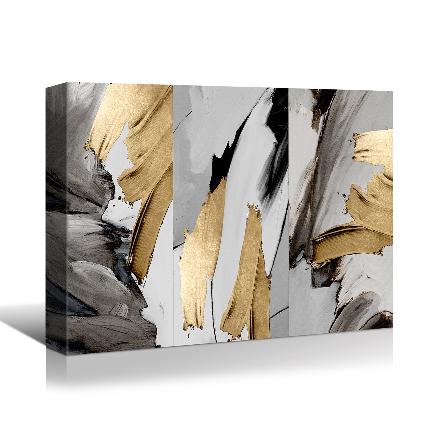 Framed Canvas Wall Art Decor Abstract Style Painting, Gold and Silver Color Painting Decoration -Ready To Hang