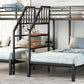 Metal Twin over Twin & Twin Bunk Bed, Triple Bunk Bed with Storage Shelves Staircase, Black