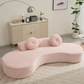 105.5''Curved Sofa, Modern Minimalist Sofa, Cloud Couch Sofa 3-4 Seater Couch with 2 Pillows,Bedroom,  No Assembly Required, Point-shaped corduroy, (Anti-Wrinkle) Pink