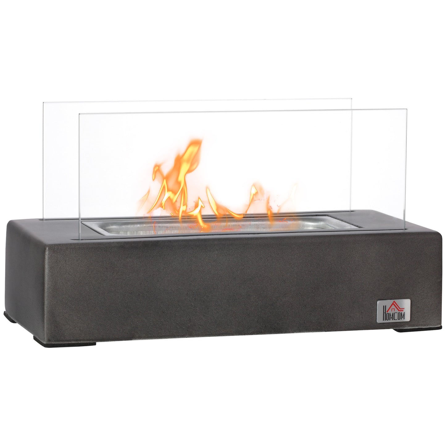 Tabletop Fireplace, 13" Concrete Alcohol Fireplace with Stainless Steel Lid for Indoor and Outdoor, 0.04 Gal Max 195 Sq. Ft., Dark Grey