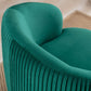 Velvet Fabric Swivel Accent Armchair Barrel Chair With Black Powder Coating Metal Ring,Green