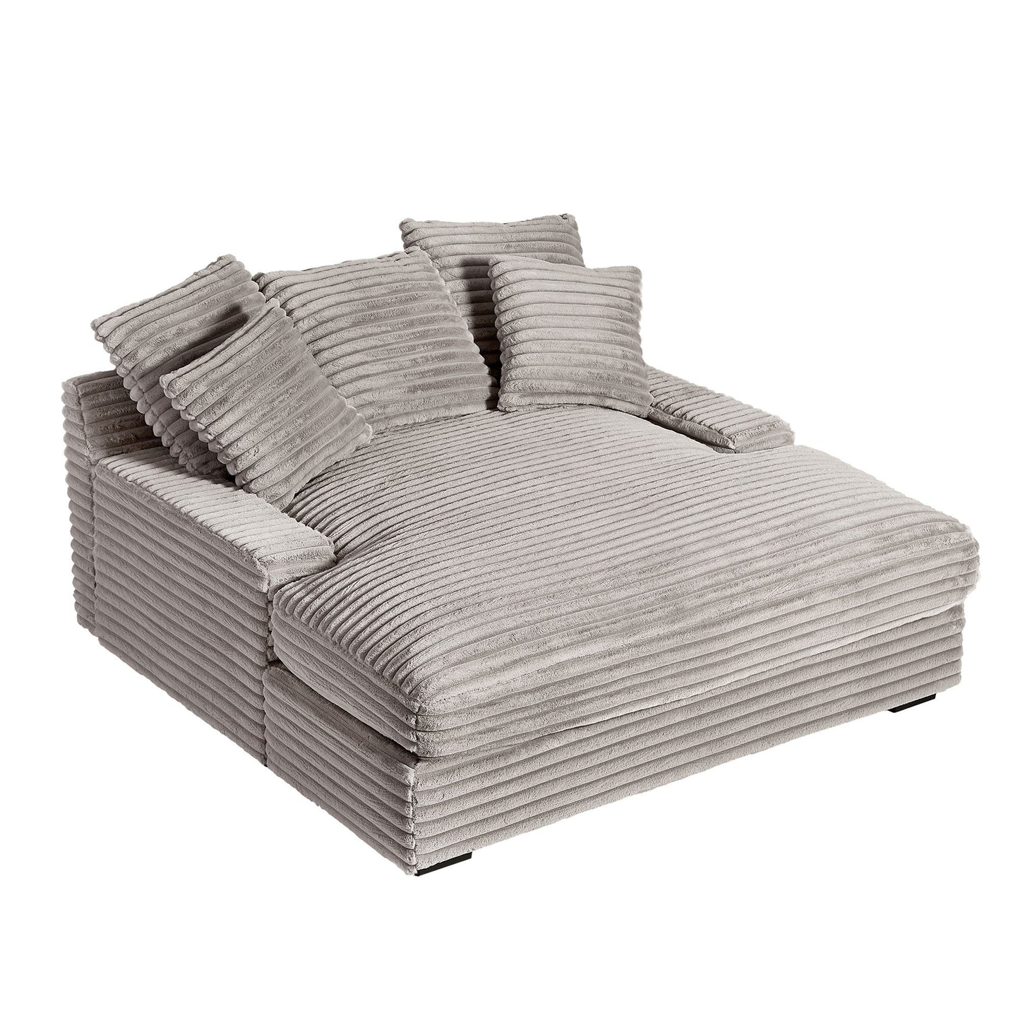 Modern Double Sleeper Sofa Comfortable Cloud Couch Soft Fluffy Corduroy Upholstery with Square Armrests