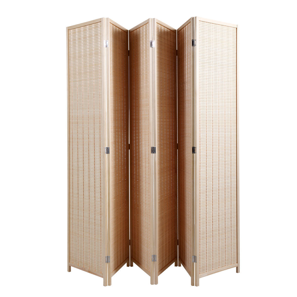 6 Panel Bamboo Room Divider, Private Folding Portable Partition Screen- Natural