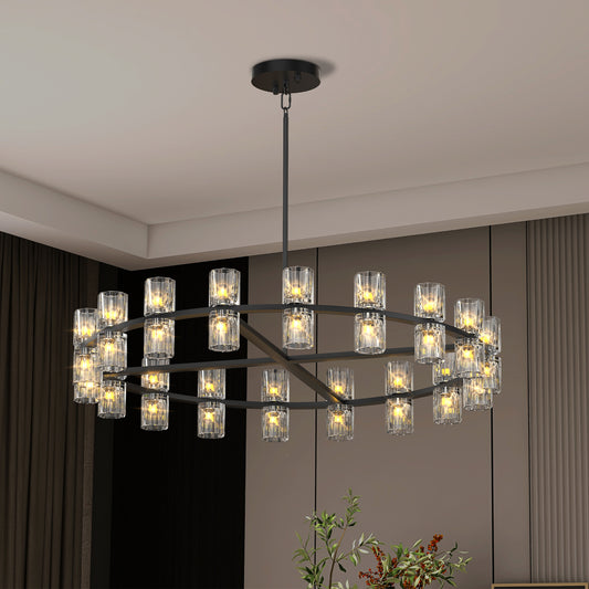 (L005030-D36-P36B/W1340P310778)36 Inches Luxury Chandeliers Crystal Living Room Decorative Lights Simple Modern Dining Room LED Lighting, (Bulbs Included)