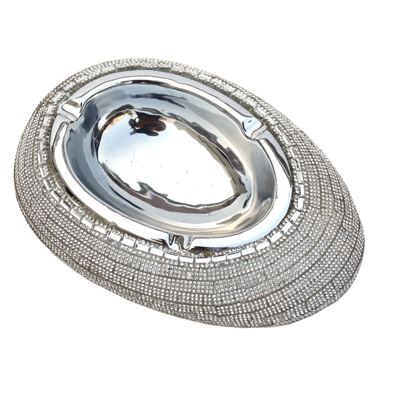 Ambrose Chrome Plated Crystal Embellished Ceramic Ashtray