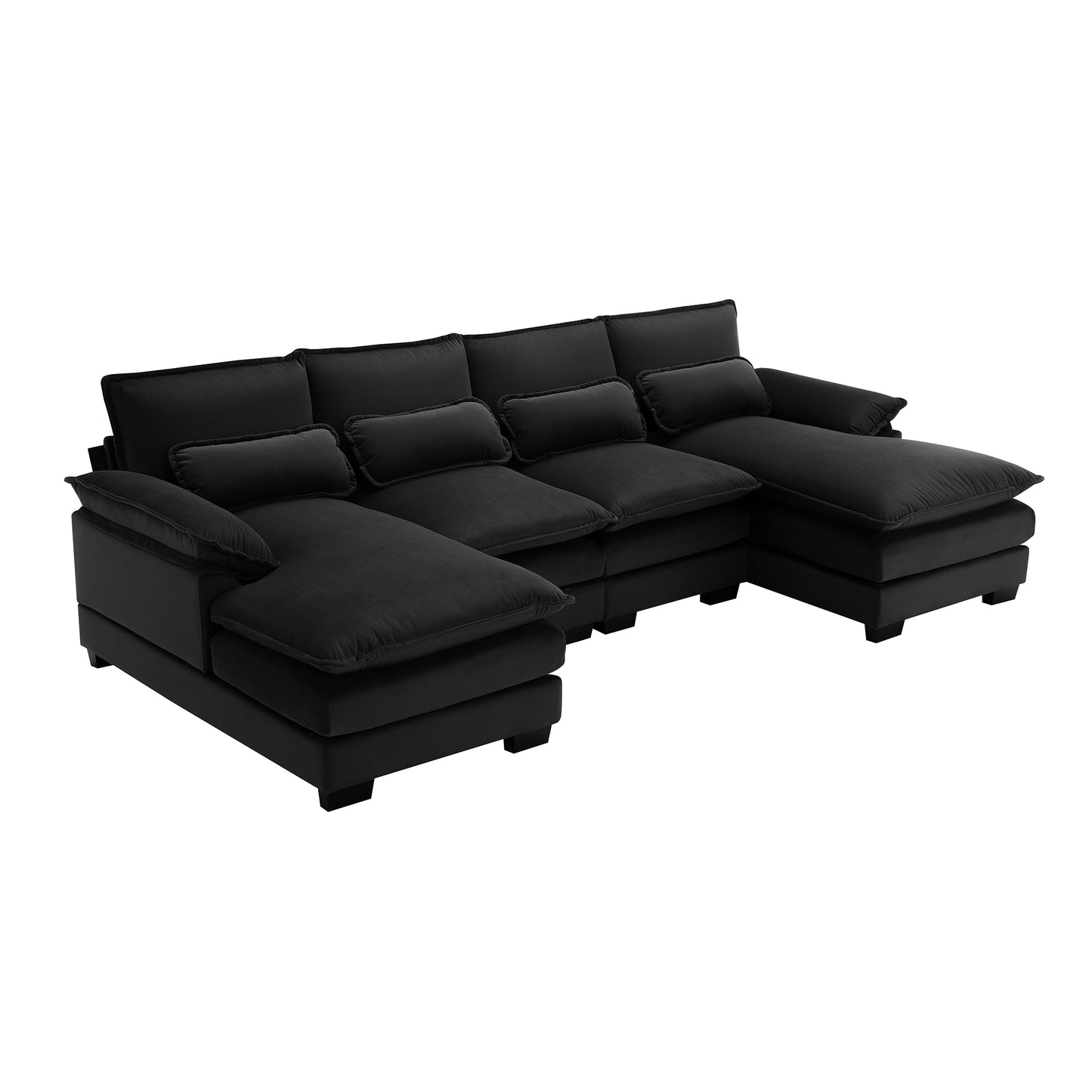 110*55" Modern U-shaped Sectional Sofa with Waist Pillows,6-seat Upholstered Symmetrical Sofa Furniture, Sleeper Sofa Couch with Chaise Lounge