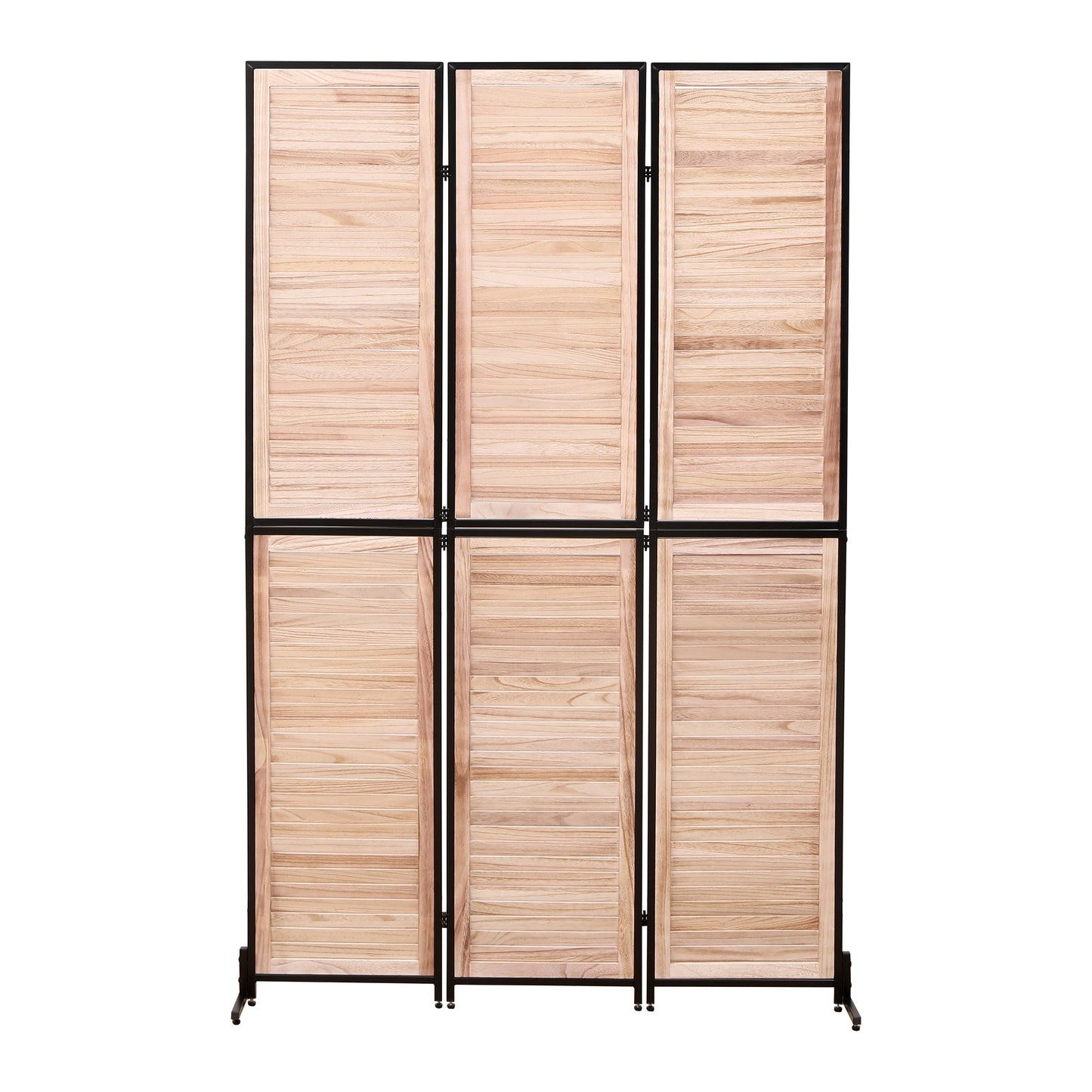 3 Panel Room Dividers and Folding Privacy Screen Natural Wooden Room Partitions 6ft Wall Divider for Room Separation (Natural)