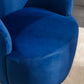 Velvet Fabric Swivel Accent Armchair Barrel Chair With Black Powder Coating Metal Ring,Blue