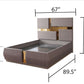 Lorenzo Gold Detailed Tufted Upholstery Queen Bed made with Wood in Gray