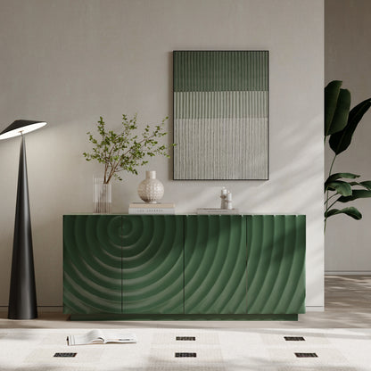 Sideboard Buffet Cabinet, 59'Green Accent Cabinet with 4 Doors, Mid Century Modern Pantry Cabinet, Wood Buffet Cabinet, Media Cabinet, Console Cabinet, Cabinet for Entryway, Living Room, Dining Room