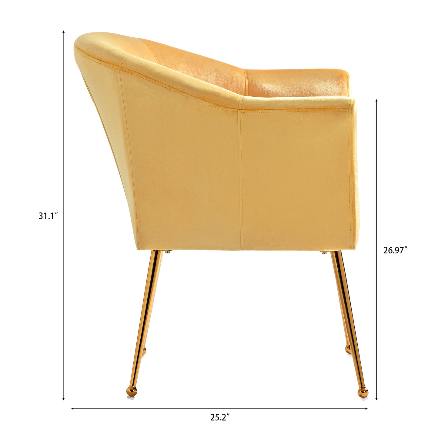 Velvet Accent Chair with  Wood Frame, Modern Armchair Club Leisure Chair with Gold Metal Legs