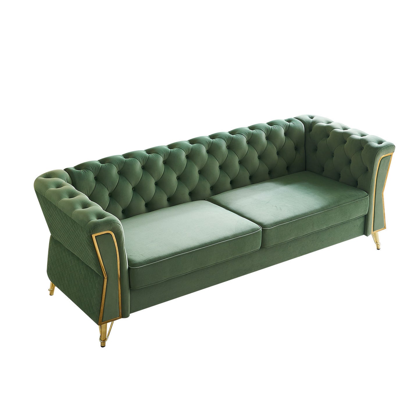 Modern Tufted Velvet Sofa 87.4 inch -Mint Green Color