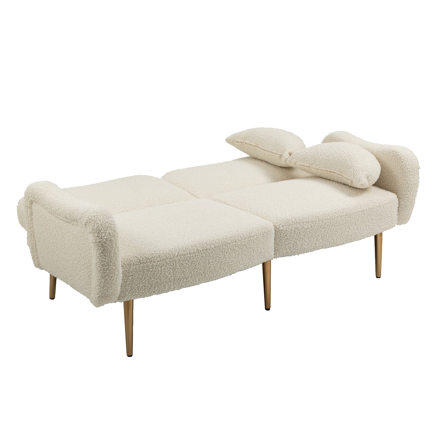 65 inch, Mid Century Modern Velvet Love Seats Sofa with 2 Bolster Pillows, Loveseat Armrest