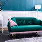 Sofa includes 2 pillows 58" green velvet sofa