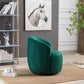 Velvet Fabric Swivel Accent Armchair Barrel Chair With Black Powder Coating Metal Ring,Green