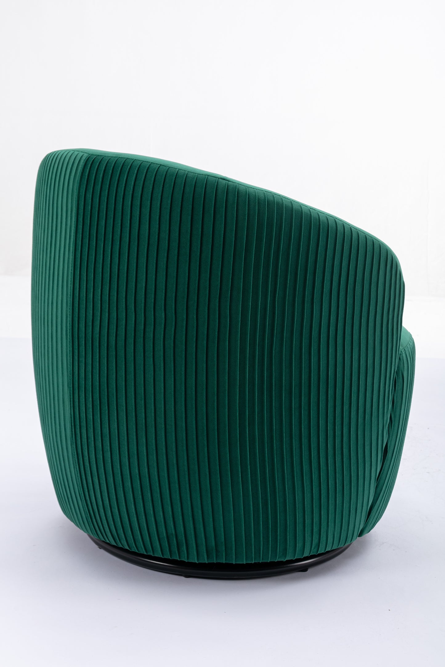 Velvet Fabric Swivel Accent Armchair Barrel Chair With Black Powder Coating Metal Ring,Green