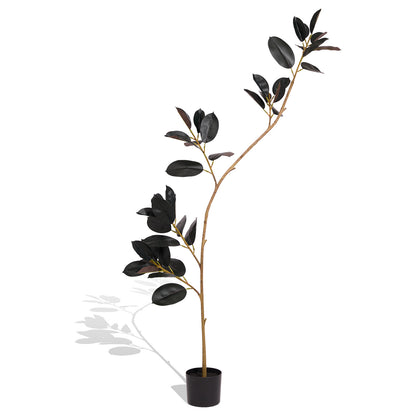 Artificial Rubber Tree, 6.9ft Tall Faux Indoor Floor Plant with Real Touch Leaves, Decorative Tropical Greenery, 1pc/set