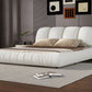 Queen Size Luxury Upholstered Bed With Thick Headboard, Leather Queen Bed with Oversized Padded Backrest, White(Expect Arrival Date 2024/3/27)