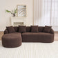 LY-022 Full Compression Sponge L-Shape Sectional Sofa, Brown Modular Chaise Chenille Couch, 30D High-Density