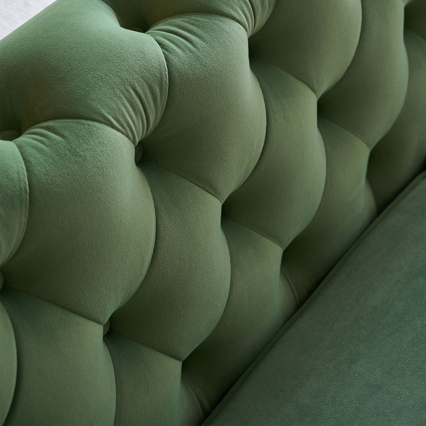 Modern Tufted Velvet Sofa 87.4 inch -Mint Green Color