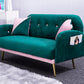Sofa includes 2 pillows 58" green velvet sofa