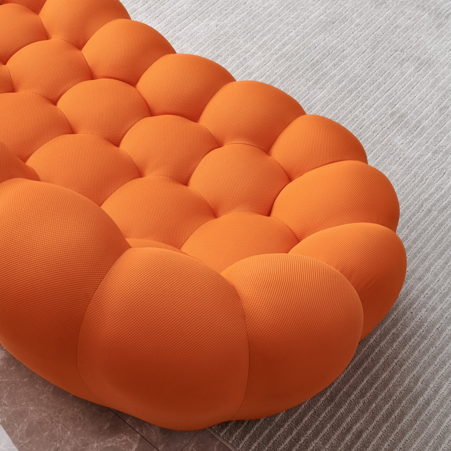 74.8" Modern Loveseat Bubble Sofa Couch, 2 Seater Upholstered Floor Sofa, Honeycomb Shaped Bubble Couch with 3D Textile Mesh Fabric - (Orange)