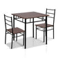 Artiss Metal Table and Chairs - Walnut & Black-0