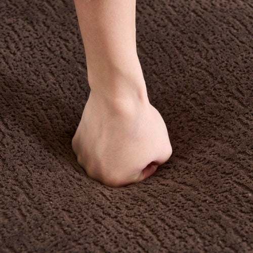 LY-022 Full Compression Sponge L-Shape Sectional Sofa, Brown Modular Chaise Chenille Couch, 30D High-Density