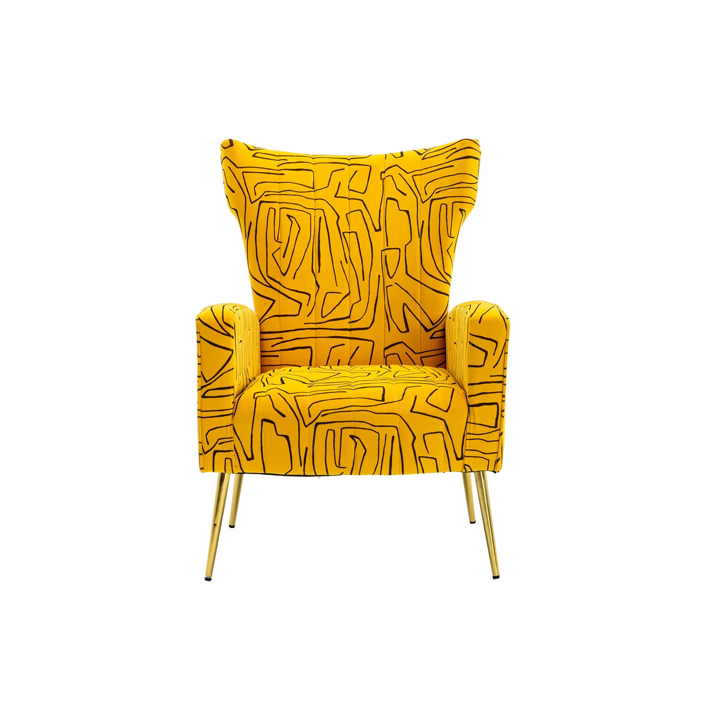 Yellow Accent Chair, leisure single chair with Rose Golden feet