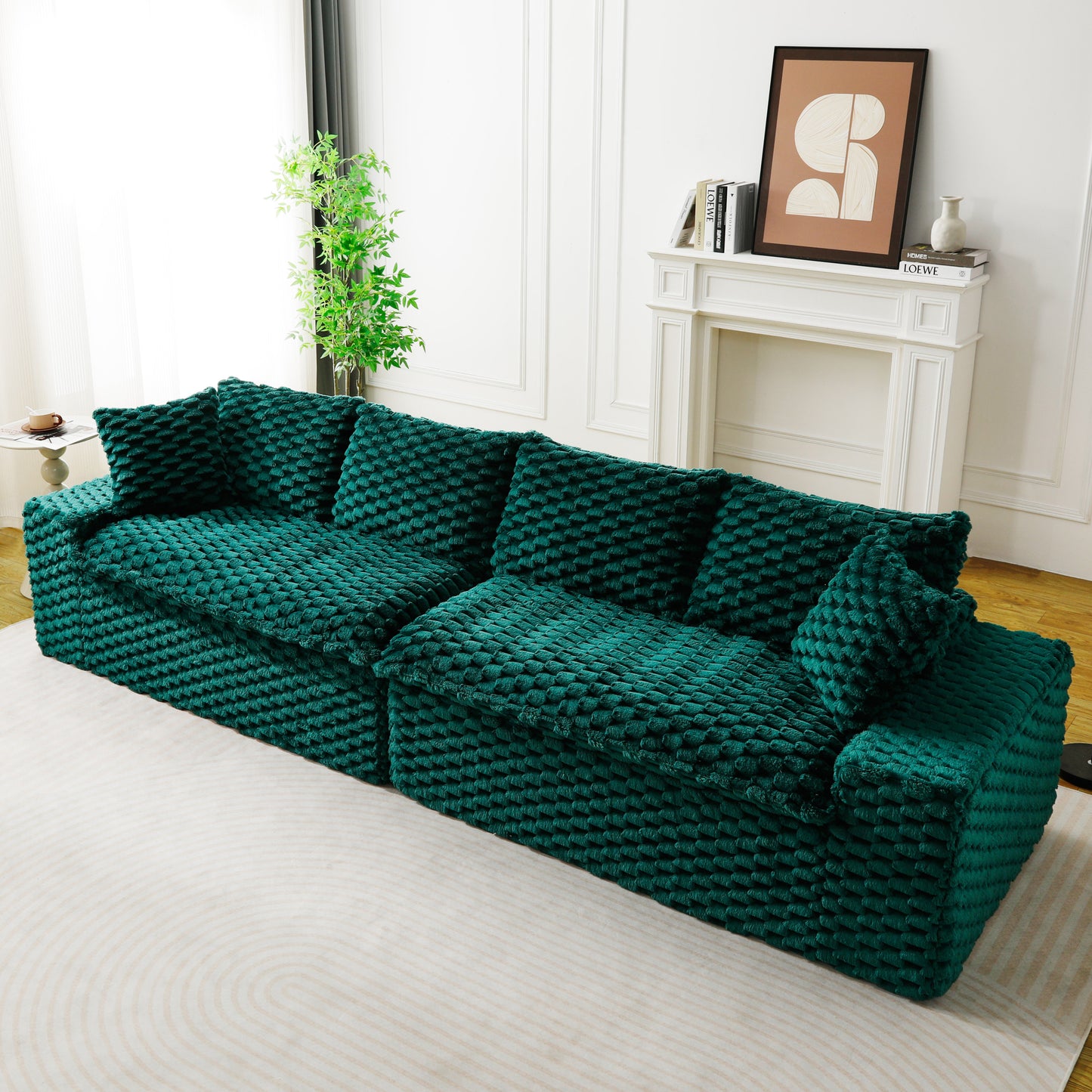 Luxury Green Turtle Velvet Multifunctional Sofa - Arrangeable in Single Row, Side-by-Side or Facing Each Other