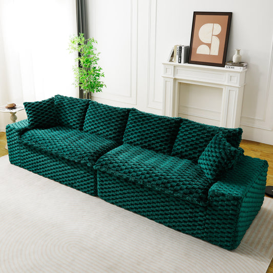Luxury Green Turtle Velvet Multifunctional Sofa - Arrangeable in Single Row, Side-by-Side or Facing Each Other