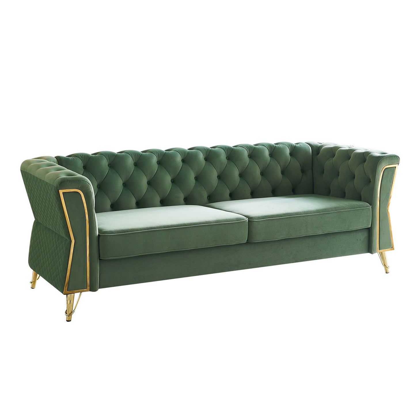 Modern Tufted Velvet Sofa 87.4 inch -Mint Green Color