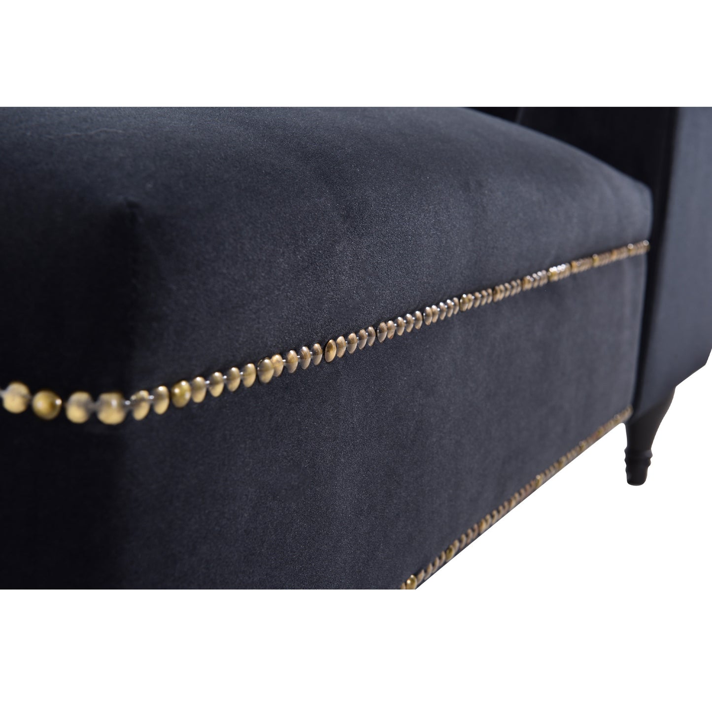 58''Velvet Chaise Lounge,Button Tufted Right Arm Facing Lounge Chair with Nailhead Trim & Solid Wood Legs