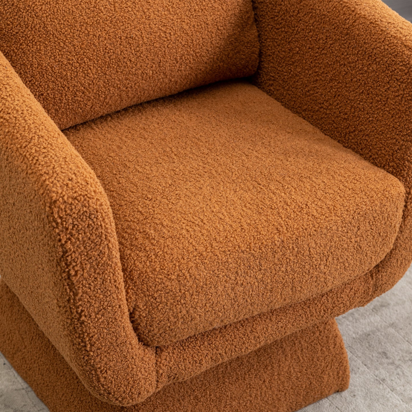 28"W Swivel Accent Chair , 360 Degree Club Chair, Leisure Chair (Caramel Boucle)