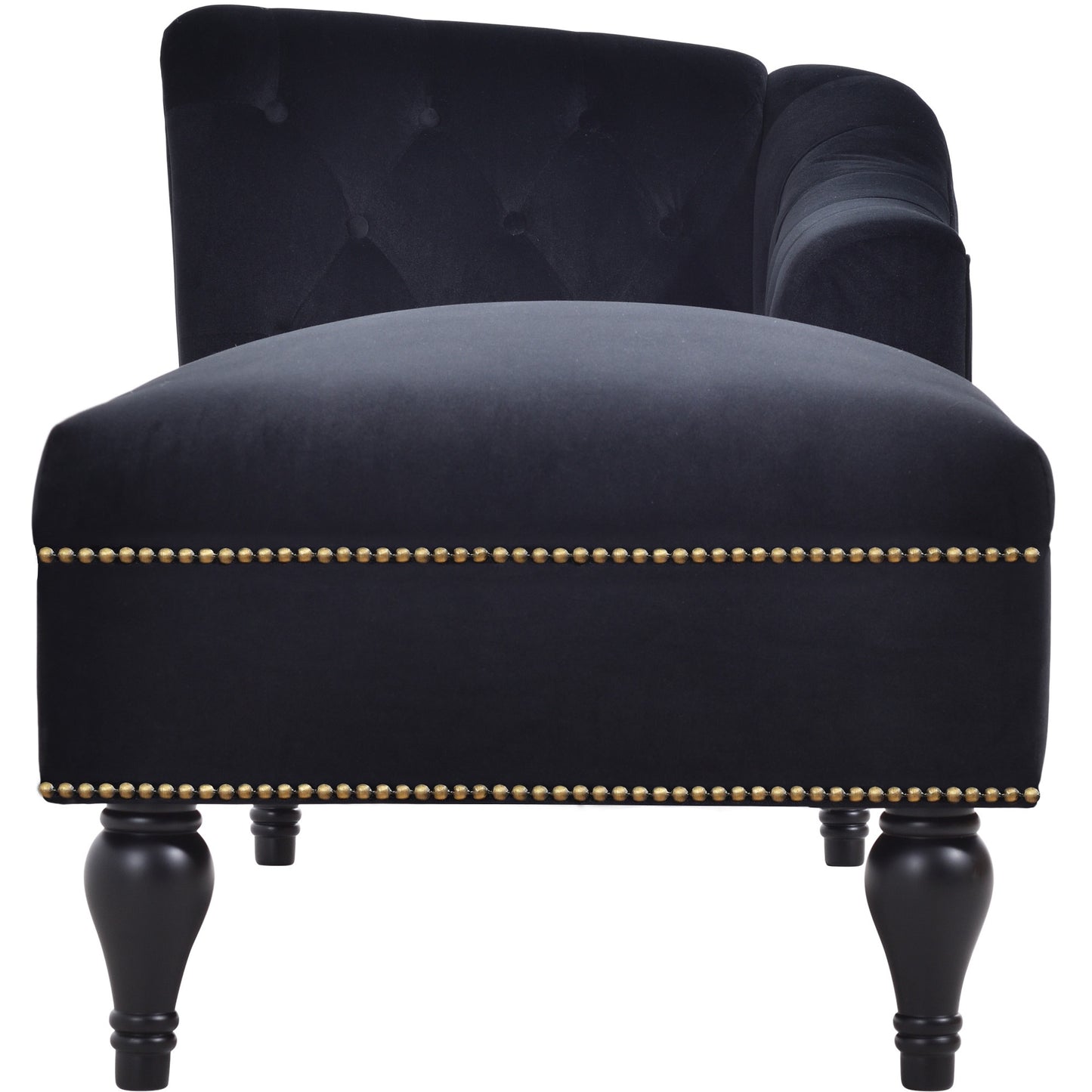 58''Velvet Chaise Lounge,Button Tufted Right Arm Facing Lounge Chair with Nailhead Trim & Solid Wood Legs