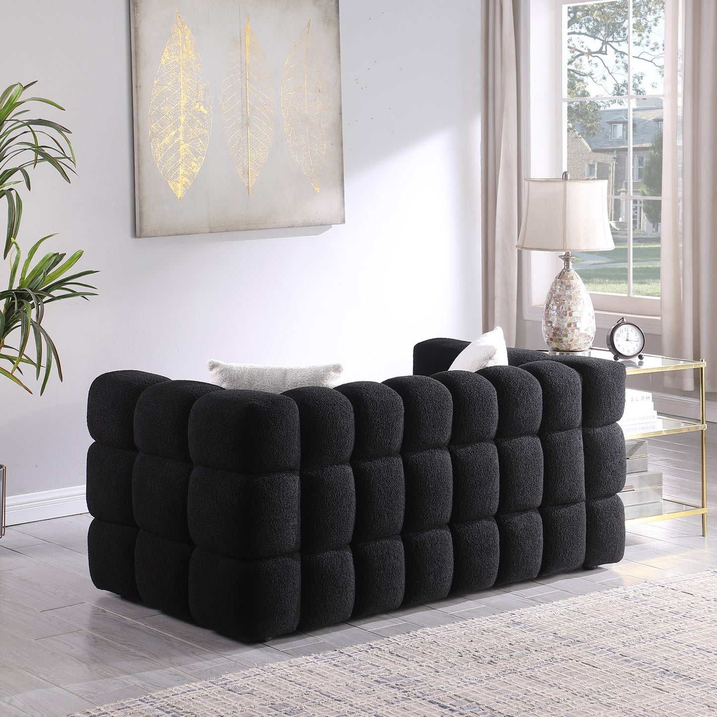 62.2 Length ,35.83" depth, sofa, boucle sofa, 3-seater