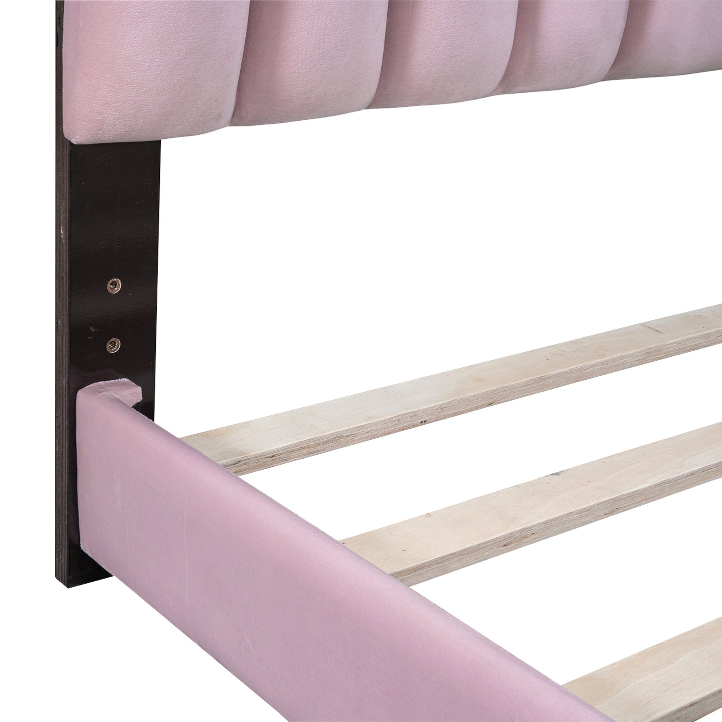 Twin+Full Upholstered Platform Bed Set with Semicircular Headboard, Pink