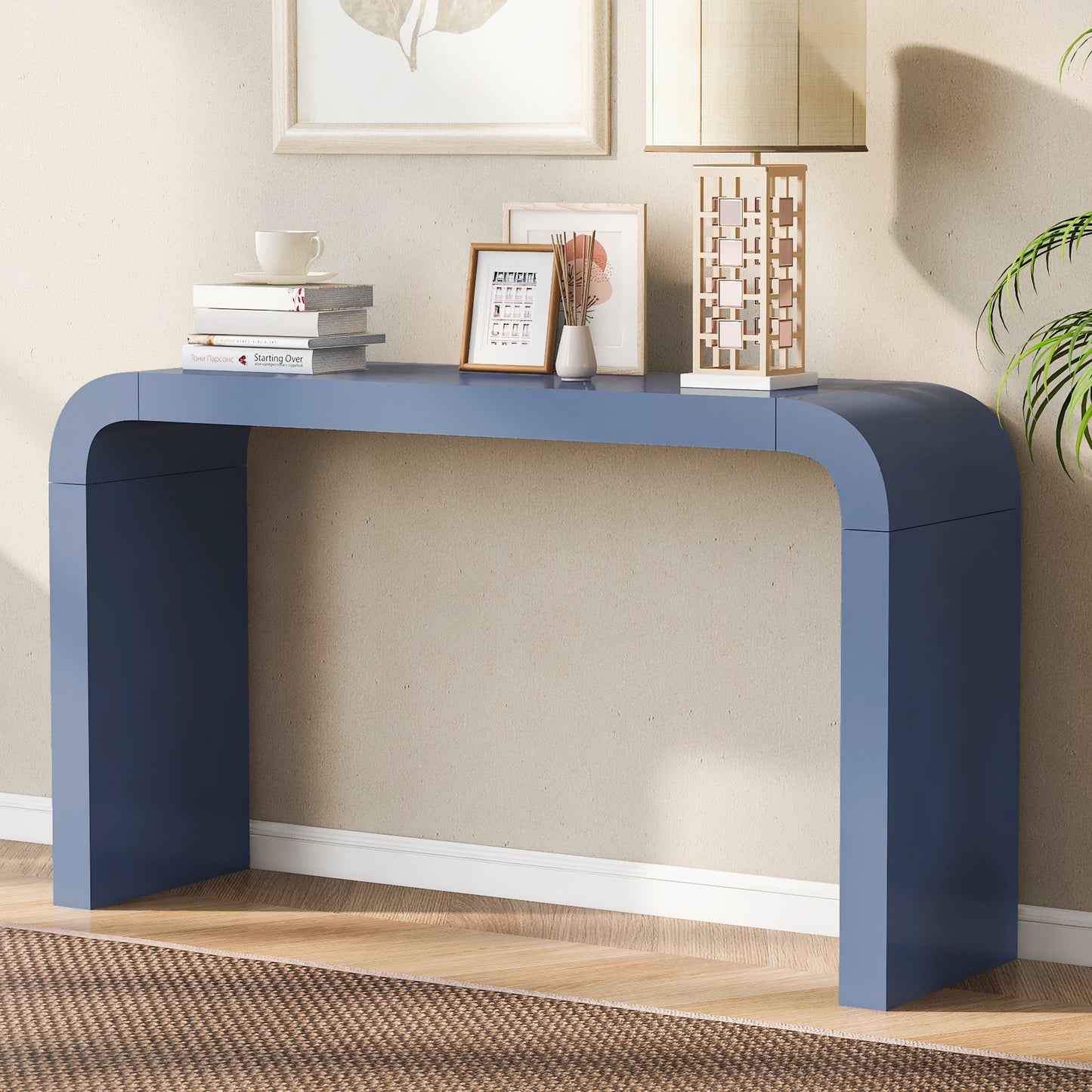 U_STYLE Minimalist Acacia Entryway Table with Two Legs