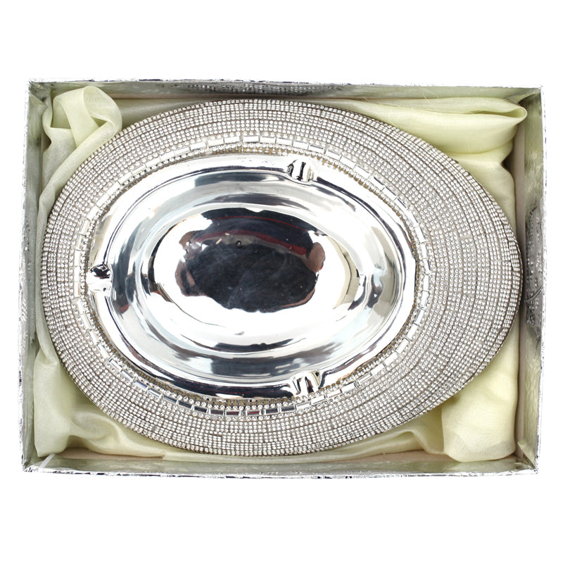 Ambrose Chrome Plated Crystal Embellished Ceramic Ashtray