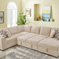 123" Oversized Sectional Sofa with Storage Chaise, U Shaped Sectional Couch with 4 Throw Pillows. Beige