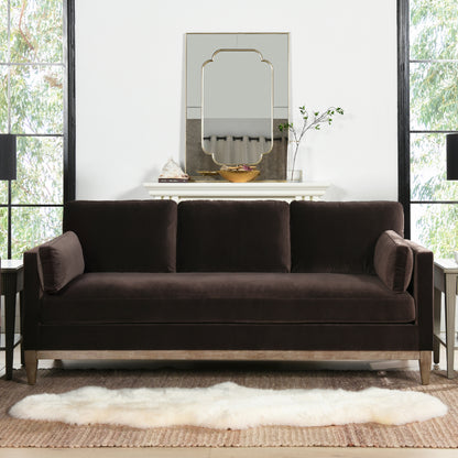 Knox 84' Modern Farmhouse Sofa, Deep Brown Performance Velvet