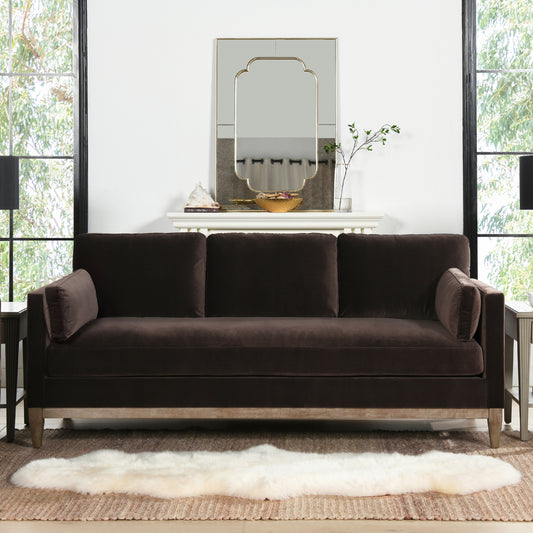Knox 84' Modern Farmhouse Sofa, Deep Brown Performance Velvet