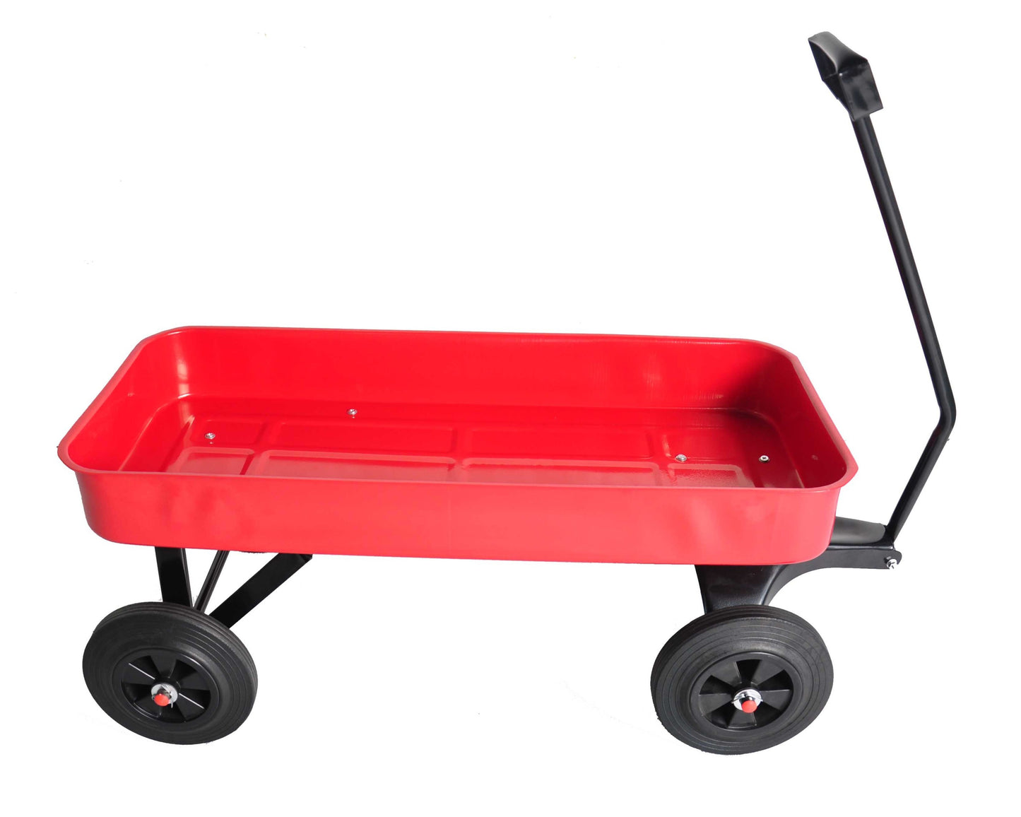 Garden cart Reuniong  Railing,  solid Wheels, All Terrain Cargo Wagon with 280lbs Weight Capacity, Red