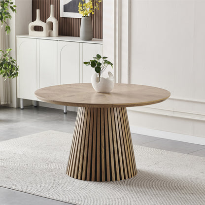 Wooden dining table, modern round kitchen dining table, fashionable design, suitable for family gatherings, multi-functional and space-saving, suitable for living room and dining room