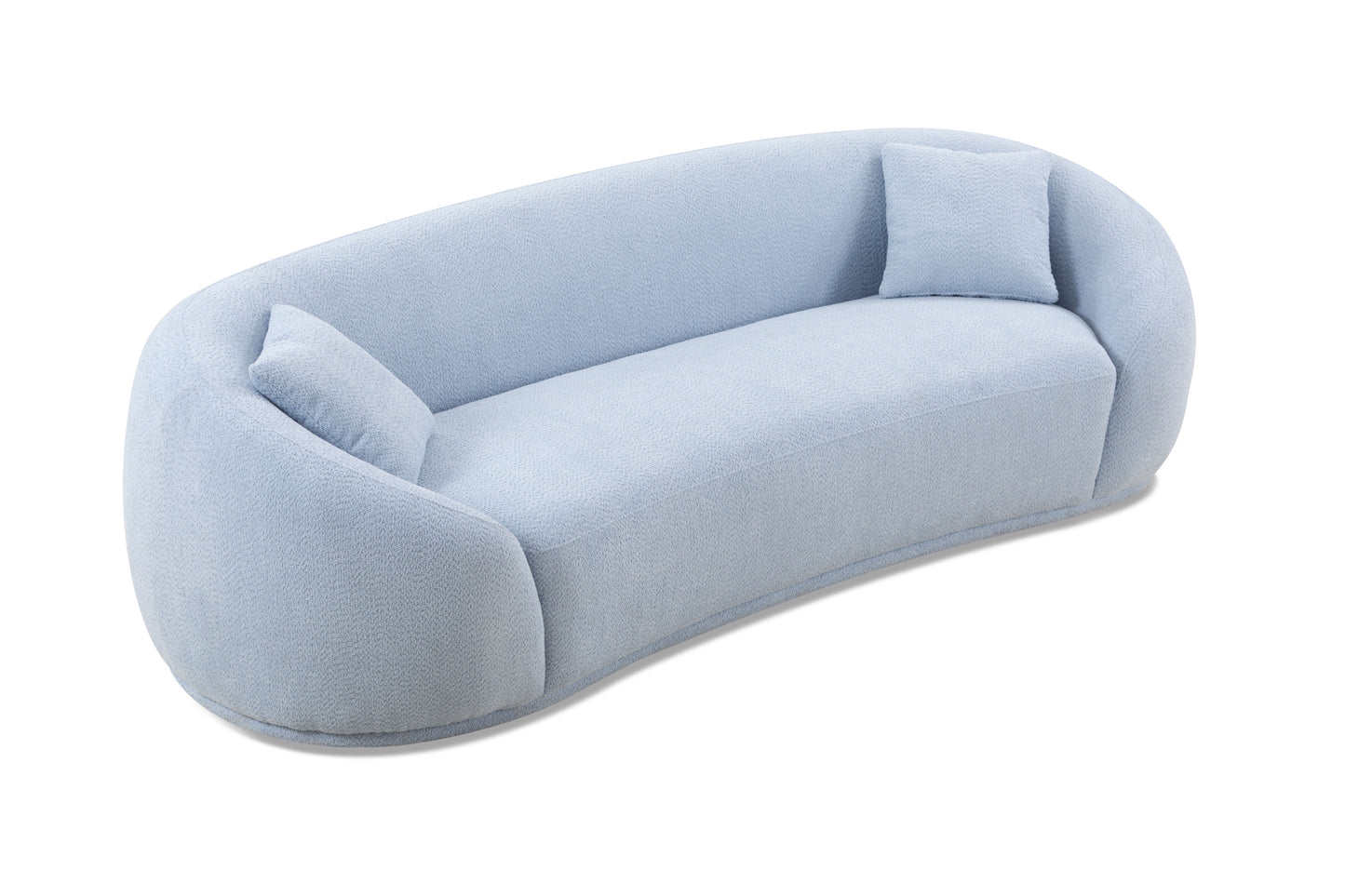 3 seater sofa Modern combination Half Moon casual teddy wool sofa Curved sofa, blue sky