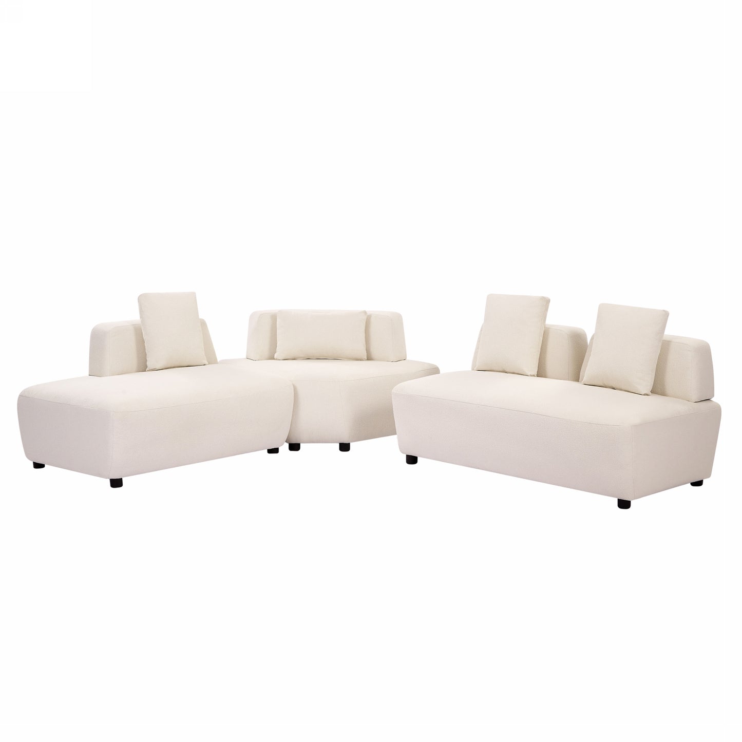 Contemporary 3-piece Sectional Sofa Free Convertible sofa with Four Removable Pillows for Living Room, Beige