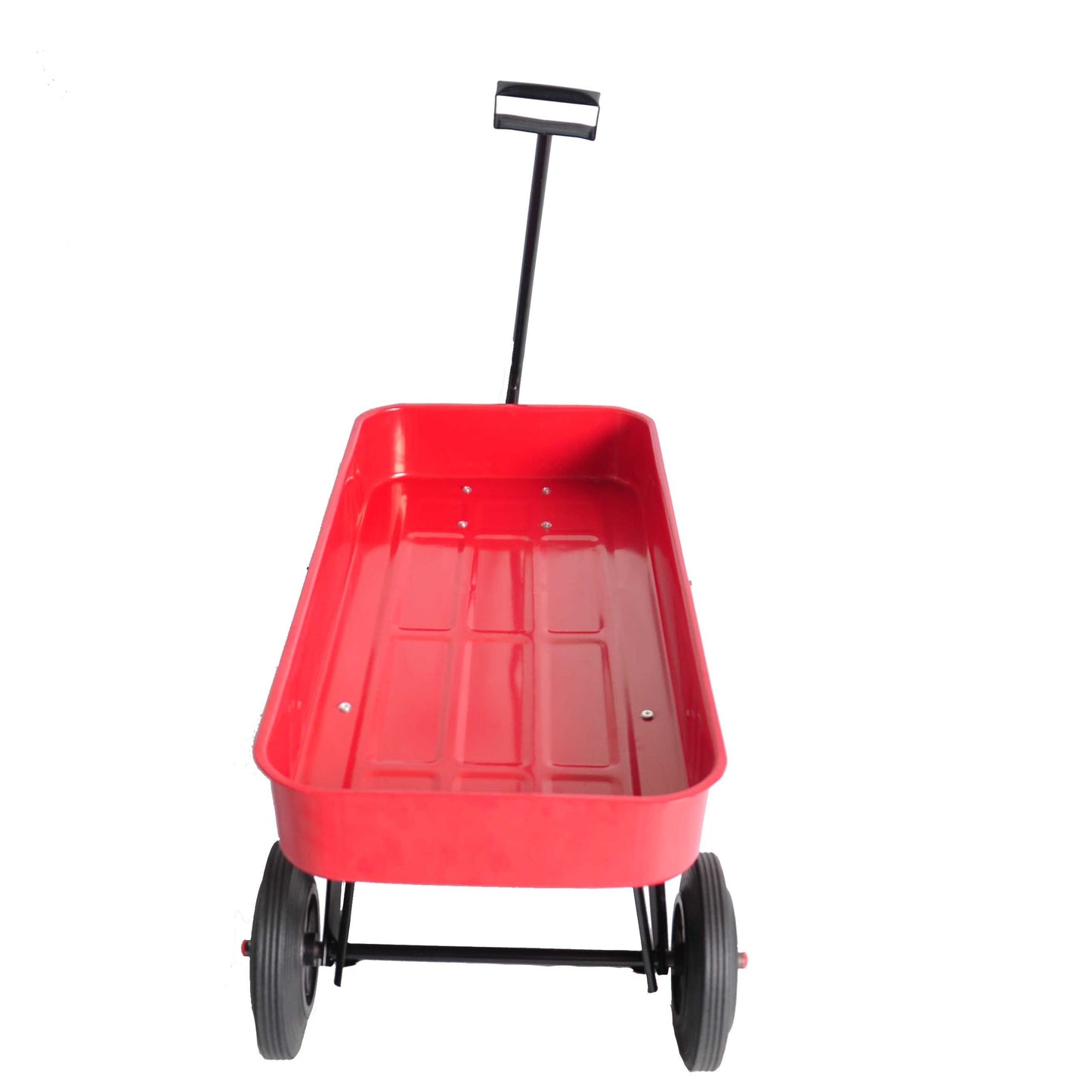 Garden cart Reuniong  Railing,  solid Wheels, All Terrain Cargo Wagon with 280lbs Weight Capacity, Red