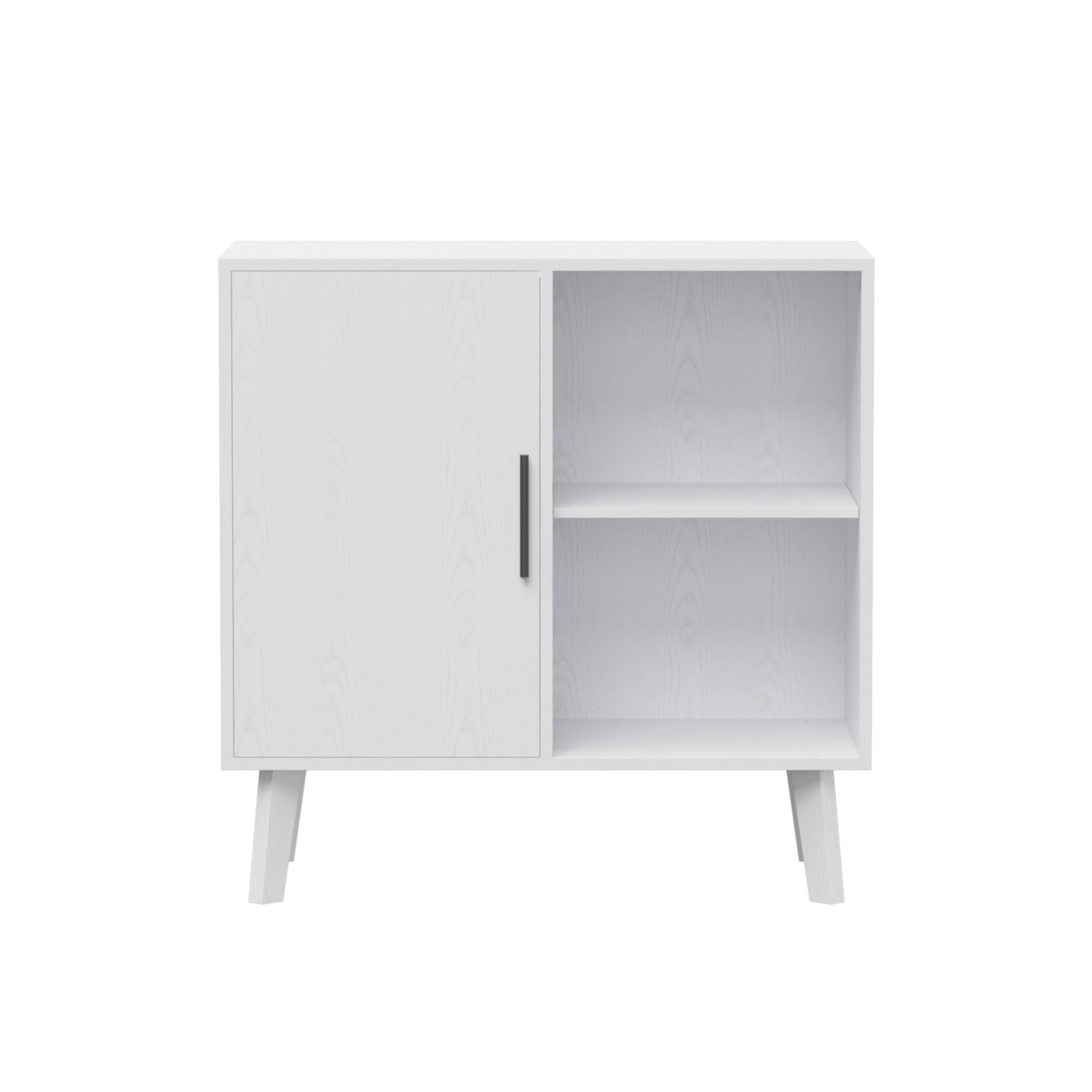 Wood Storage Cabinet, Modern Accent Buffet Cabinet, Free Standing Sideboard and Buffet Storage with Door and Shelves, Buffet Sideboard for Bedroom, Living Room, Kitchen or Hallway (White)