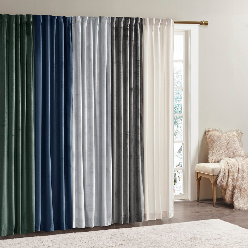 Room Darkening Poly Velvet Rod Pocket/Back Tab Curtain Panel Pair